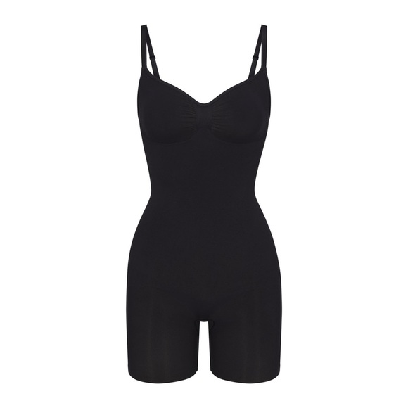 Skims Seamless Sculpt Mid-Thigh Bodysuit Onyx Size L - Picture 12 of 13